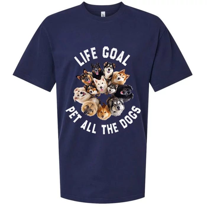 Life Goal Pet All The Dogs Funny Dog Lover Sueded Cloud Jersey T-Shirt