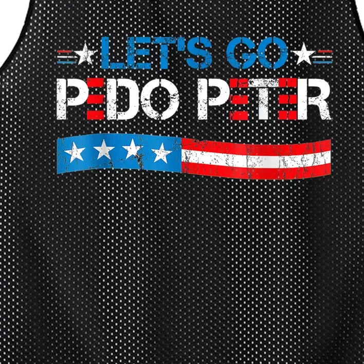 Let's Go Pedo Peter Distressed American US Flag Mesh Reversible Basketball Jersey Tank