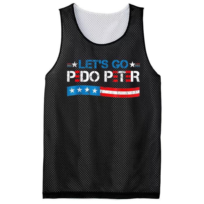 Let's Go Pedo Peter Distressed American US Flag Mesh Reversible Basketball Jersey Tank