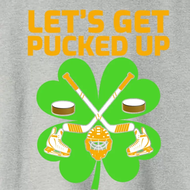 Let''s Get Pucked Up Hockey St Patrick's Day Gift Women's Crop Top Tee