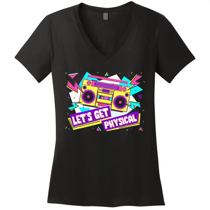 Let Get Physical 80s Costume Party Halloween Women's V-Neck T-Shirt