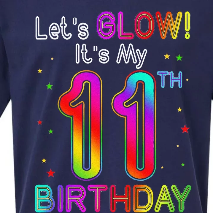 Lets Glow Party Birthday Its My 11th Birthday 11 Years Old Sueded Cloud Jersey T-Shirt