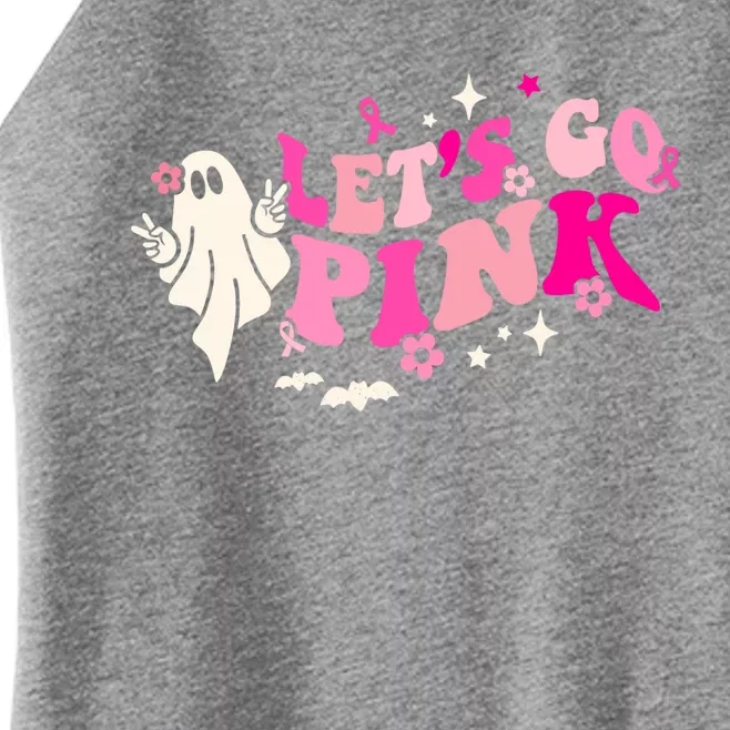 Let's Go Pink Ghost Ribbon Breast Cancer Awareness Halloween Gift Women’s Perfect Tri Rocker Tank