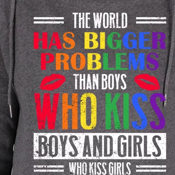 Lgbt Gay Pride World Bigger Problems And Ing Cute Gift Womens Funnel Neck Pullover Hood