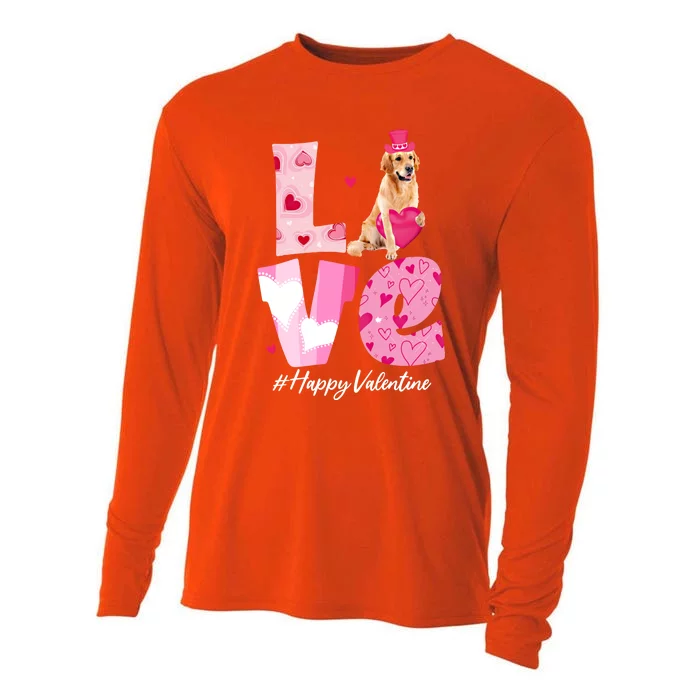 Love Golden Retriever Valentine Day With Golden Retriever Gift Cooling Performance Long Sleeve Crew