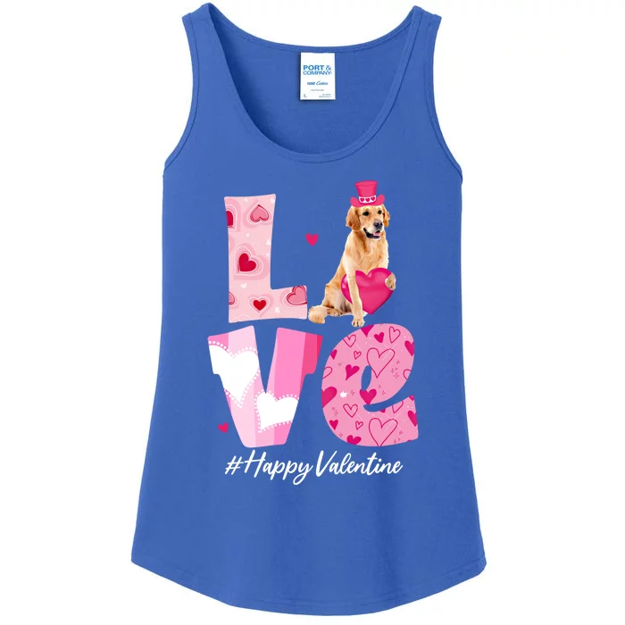 Love Golden Retriever Valentine Day With Golden Retriever Gift Ladies Essential Tank