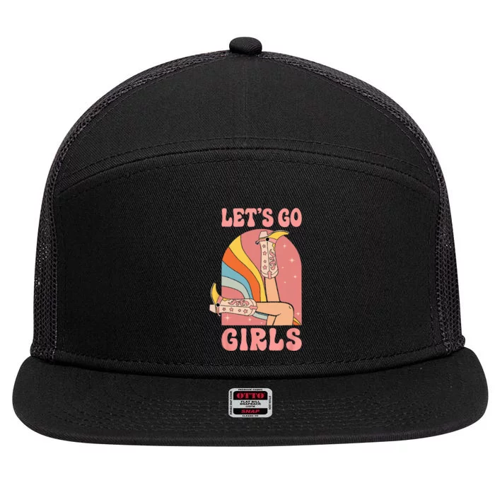 Let's Go Retro Cowgirls Bride Bridesmaid Bachelorette 7 Panel Mesh Trucker Snapback Hat