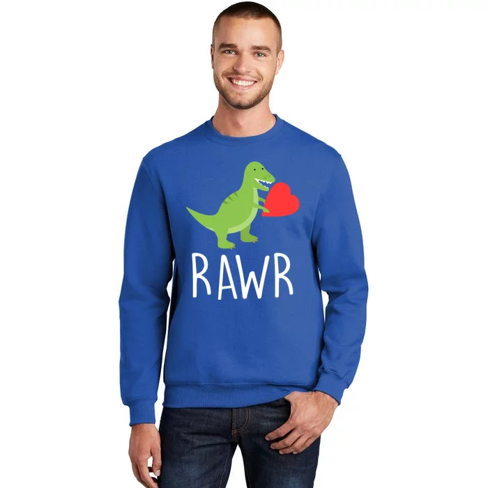 Love Gift Rawr Dinosaur Heart Mother's Father's Tall Sweatshirt