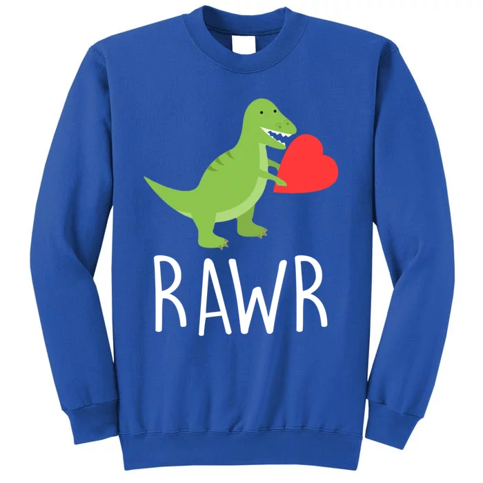 Love Gift Rawr Dinosaur Heart Mother's Father's Tall Sweatshirt