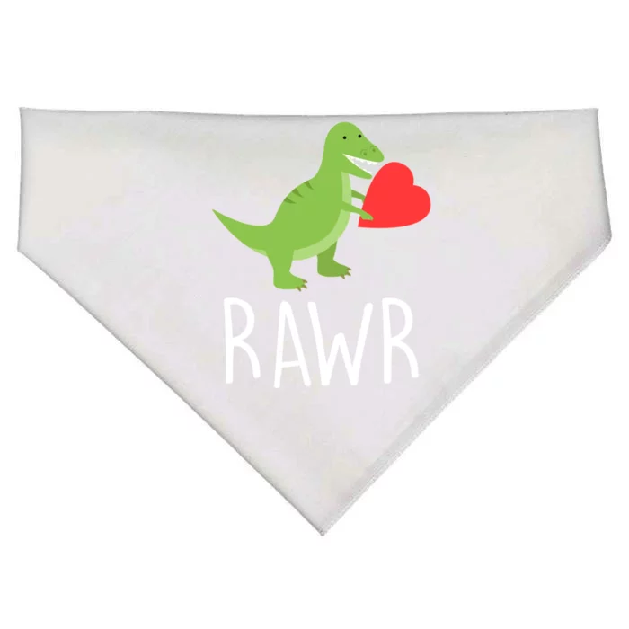 Love Gift Rawr Dinosaur Heart Mother's Father's USA-Made Doggie Bandana