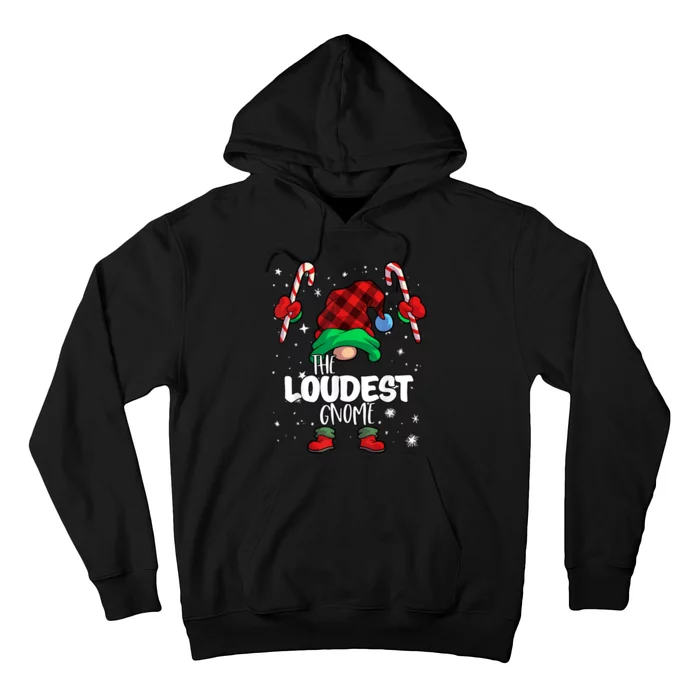 Loudest Gnome Red Buffalo Plaid Matching Family Christmas Hoodie