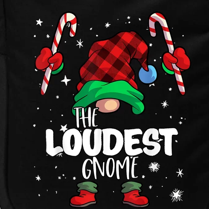 Loudest Gnome Red Buffalo Plaid Matching Family Christmas Impact Tech Backpack