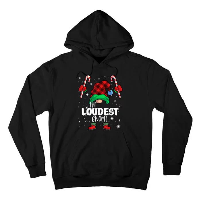 Loudest Gnome Red Buffalo Plaid Matching Family Christmas Tall Hoodie