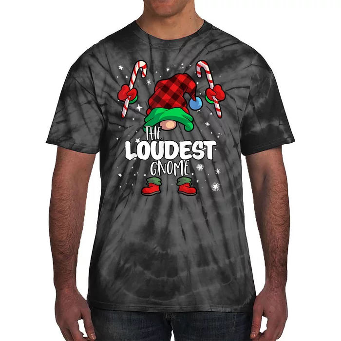 Loudest Gnome Red Buffalo Plaid Matching Family Christmas Tie-Dye T-Shirt