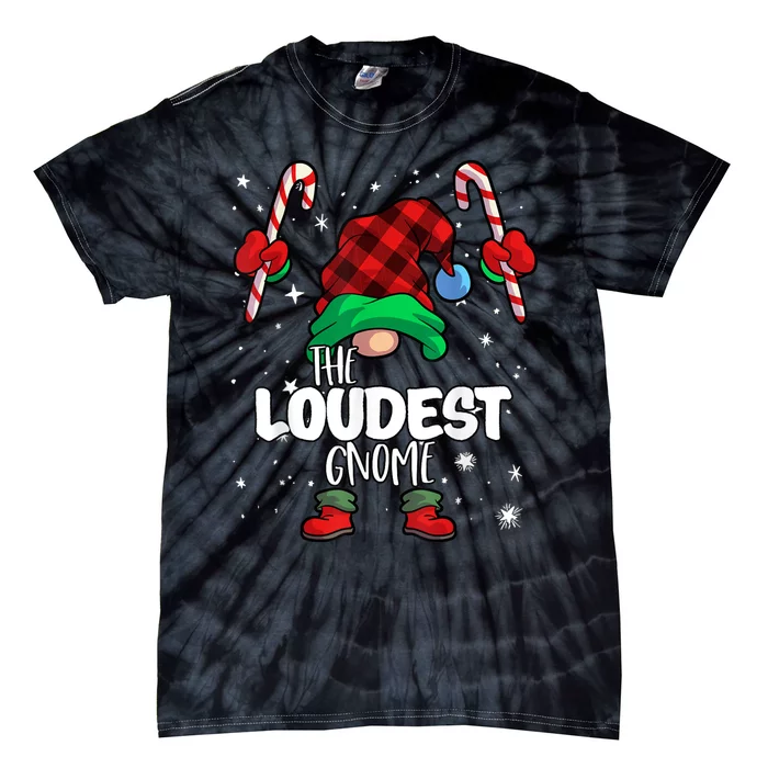 Loudest Gnome Red Buffalo Plaid Matching Family Christmas Tie-Dye T-Shirt