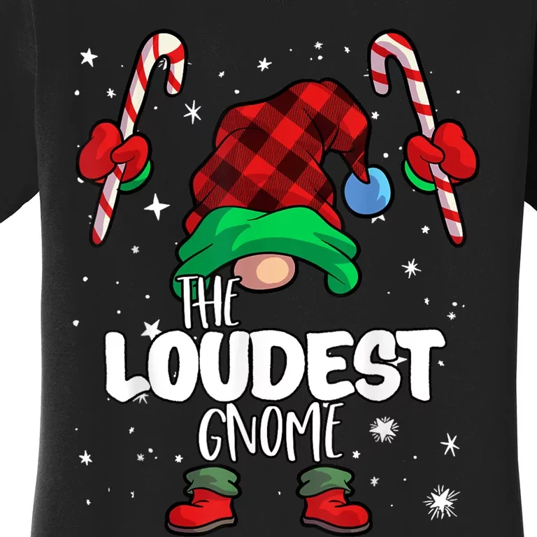 Loudest Gnome Red Buffalo Plaid Matching Family Christmas Women's T-Shirt