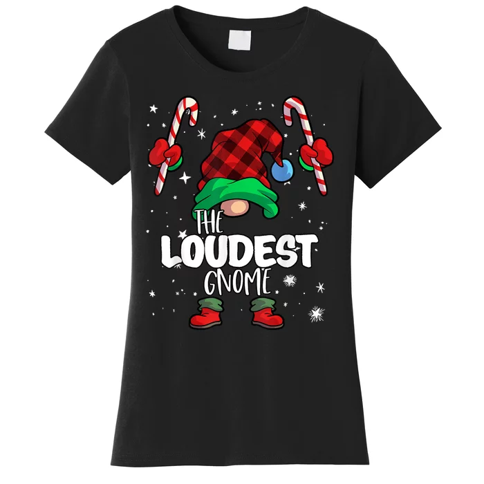 Loudest Gnome Red Buffalo Plaid Matching Family Christmas Women's T-Shirt