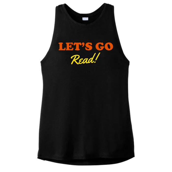 Lets Go Read Book Lover Ladies Tri-Blend Wicking Tank