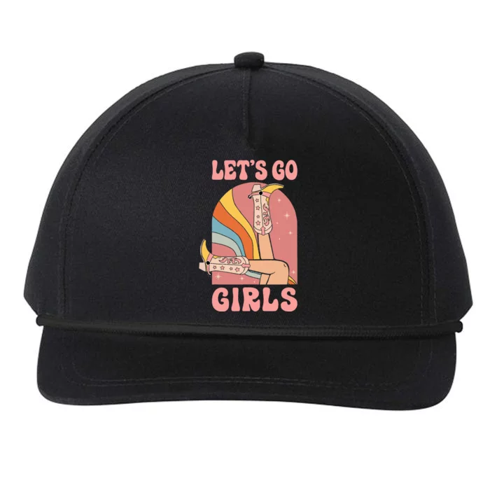 Lets Go Retro Cow Bride Bridesmaid Bachelorette Snapback Five-Panel Rope Hat