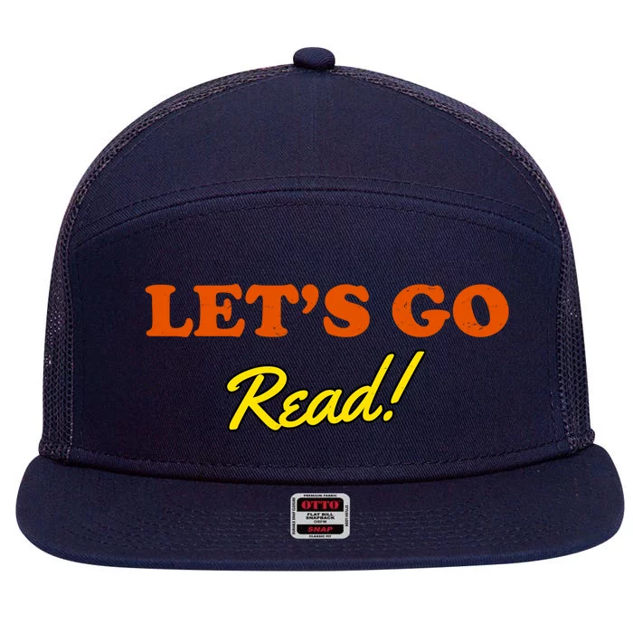 Lets Go Read Distress Book Club 7 Panel Mesh Trucker Snapback Hat