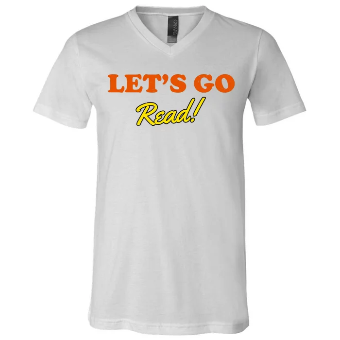 Lets Go Read Distress Book Club V-Neck T-Shirt