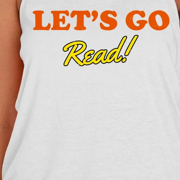 Lets Go Read Distress Book Club Women's Knotted Racerback Tank