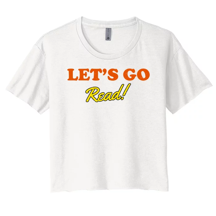 Lets Go Read Distress Book Club Women's Crop Top Tee