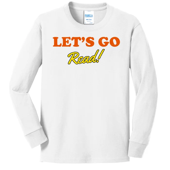 Lets Go Read Distress Book Club Kids Long Sleeve Shirt