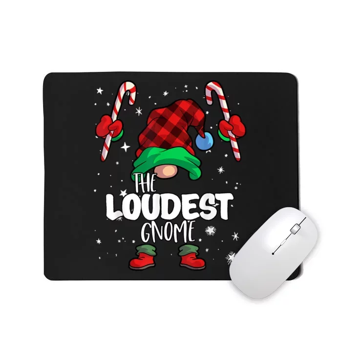 Loudest Gnome Red Buffalo Plaid Matching Family Christmas Mousepad