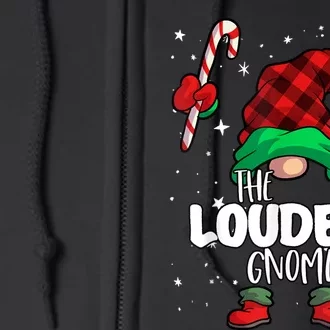 Loudest Gnome Red Buffalo Plaid Matching Family Christmas Full Zip Hoodie