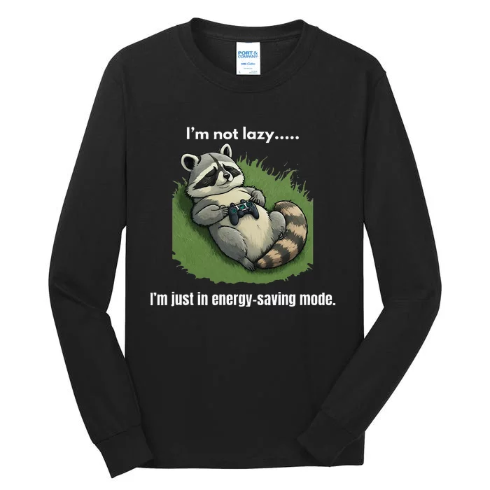 Lazy Gaming Raccoon Tall Long Sleeve T-Shirt