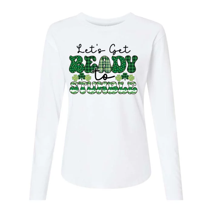 Let's Get Ready To Stumble Plaid St Pattricks Day Womens Cotton Relaxed Long Sleeve T-Shirt