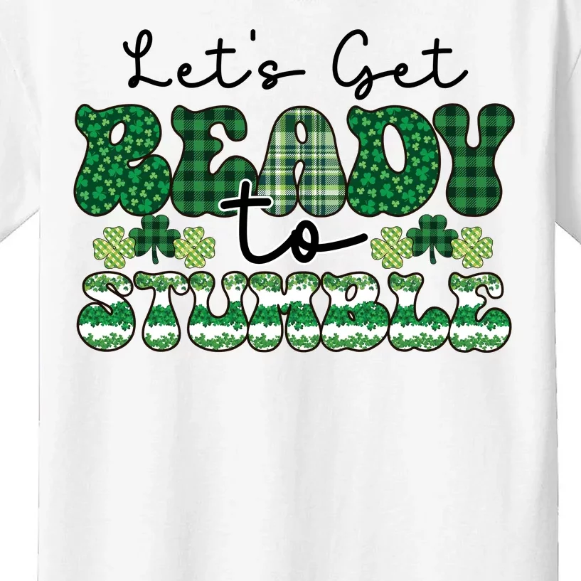 Let's Get Ready To Stumble Plaid St Pattricks Day Kids T-Shirt