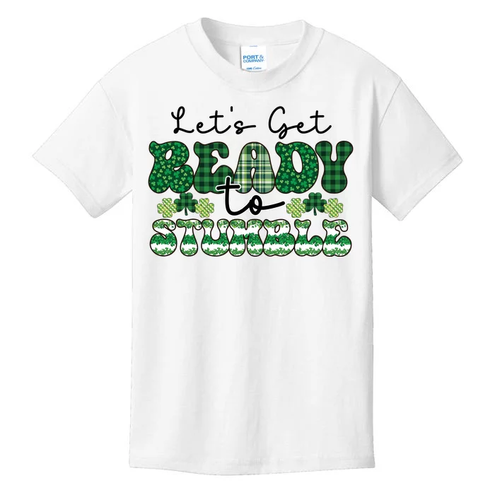 Let's Get Ready To Stumble Plaid St Pattricks Day Kids T-Shirt