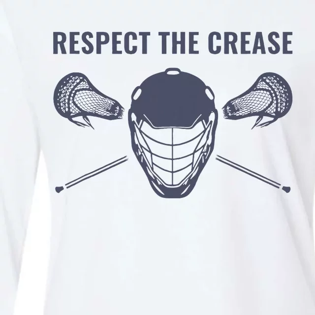 Lacrosse Goalie Respect The Crease Lax Womens Cotton Relaxed Long Sleeve T-Shirt