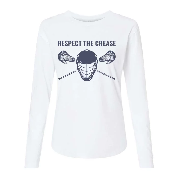 Lacrosse Goalie Respect The Crease Lax Womens Cotton Relaxed Long Sleeve T-Shirt