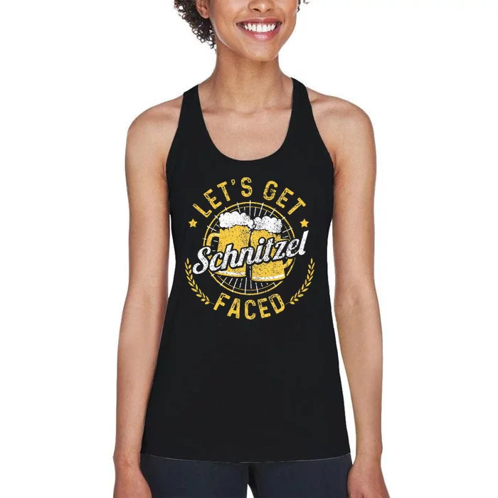 LetS Get Schnitzel Faced Oktoberfest German Funny Gift Women's Racerback Tank