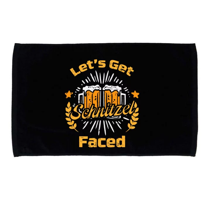 Lets Get Shnitzel Faced Funny Bavarian Oktoberfest Microfiber Hand Towel