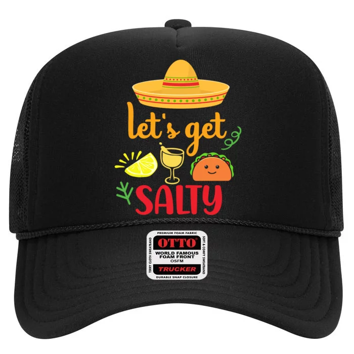 Let's Get Salty Cinco De Mayo Funny Margarita Lime Cocktail High Crown Mesh Trucker Hat