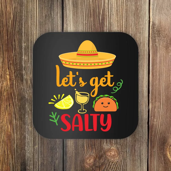 Let's Get Salty Cinco De Mayo Funny Margarita Lime Cocktail Coaster