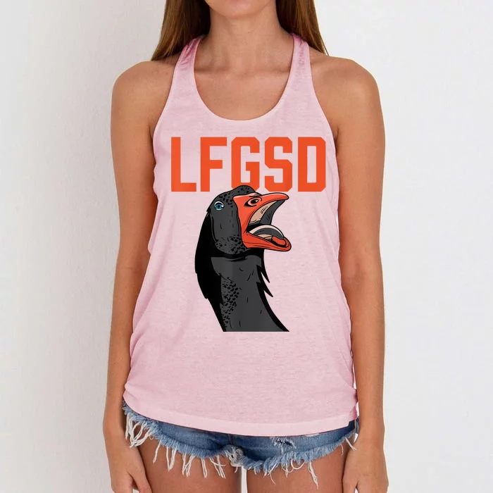 Let's Go San Diego Rally Goose LFGSD Women's Knotted Racerback Tank