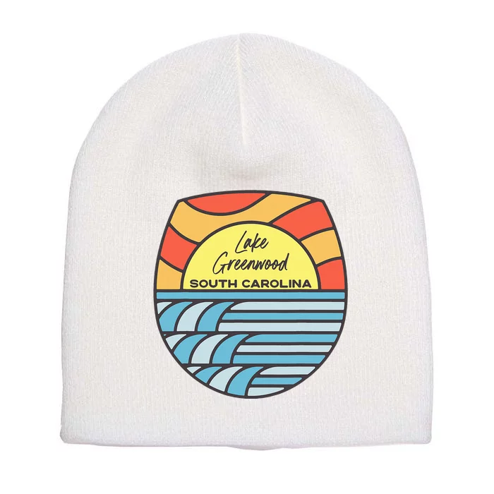 Lake Greenwood South Carolina Sc Sunset Vacation Souvenir Short Acrylic Beanie