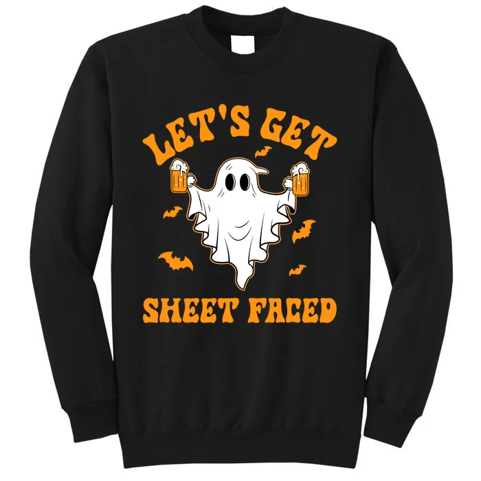 LetS Get Sheet Faced Funny Ghost Halloween Beer Drinking Sweatshirt