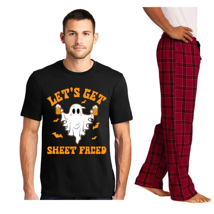 LetS Get Sheet Faced Funny Ghost Halloween Beer Drinking Pajama Set