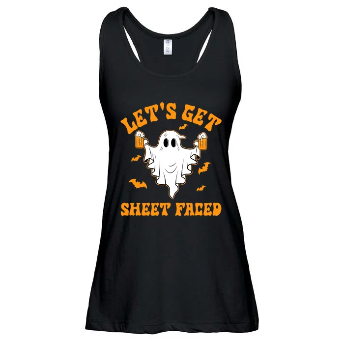 LetS Get Sheet Faced Funny Ghost Halloween Beer Drinking Ladies Essential Flowy Tank