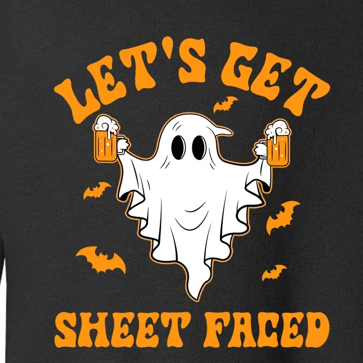 LetS Get Sheet Faced Funny Ghost Halloween Beer Drinking Toddler Sweatshirt