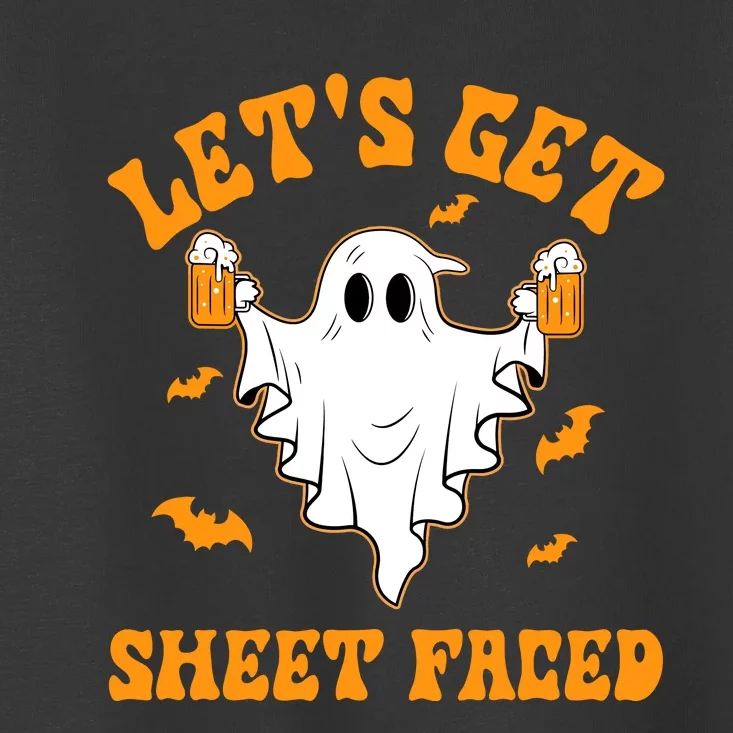 LetS Get Sheet Faced Funny Ghost Halloween Beer Drinking Toddler T-Shirt