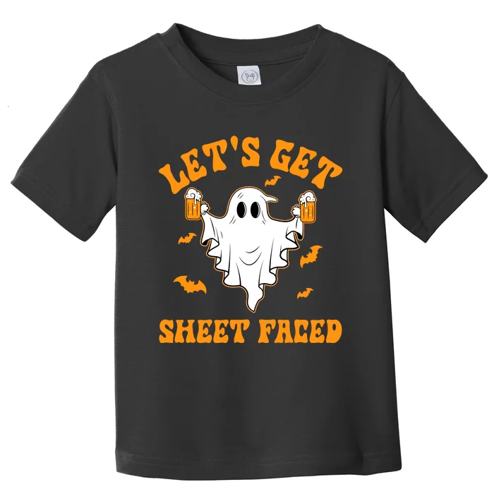 LetS Get Sheet Faced Funny Ghost Halloween Beer Drinking Toddler T-Shirt