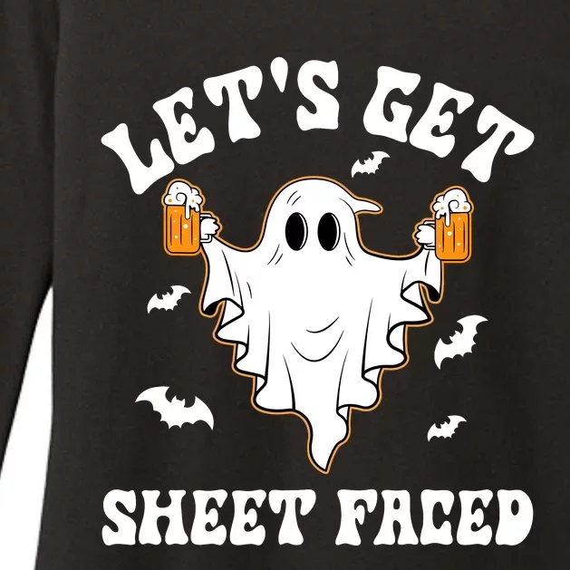 LetS Get Sheet Faced Funny Ghost Halloween Beer Drinking Womens CVC Long Sleeve Shirt