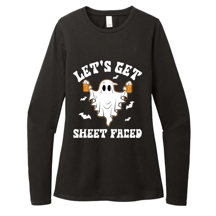 LetS Get Sheet Faced Funny Ghost Halloween Beer Drinking Womens CVC Long Sleeve Shirt